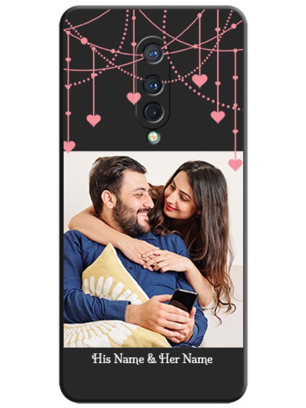Custom Pink Love Hangings with Text on Space Black Custom Soft Matte Back Cover - OnePlus 8