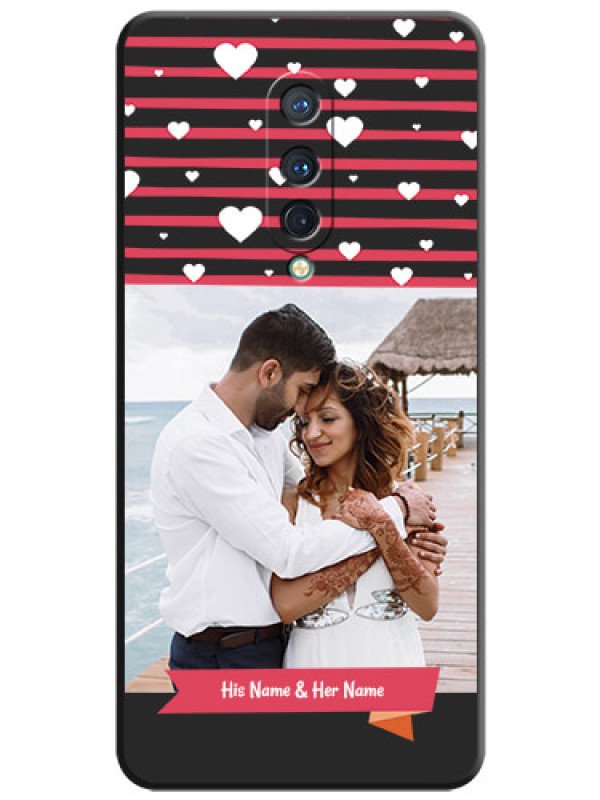 Custom White Color Love Symbols with Pink Lines Pattern on Space Black Custom Soft Matte Phone Cases - OnePlus 8