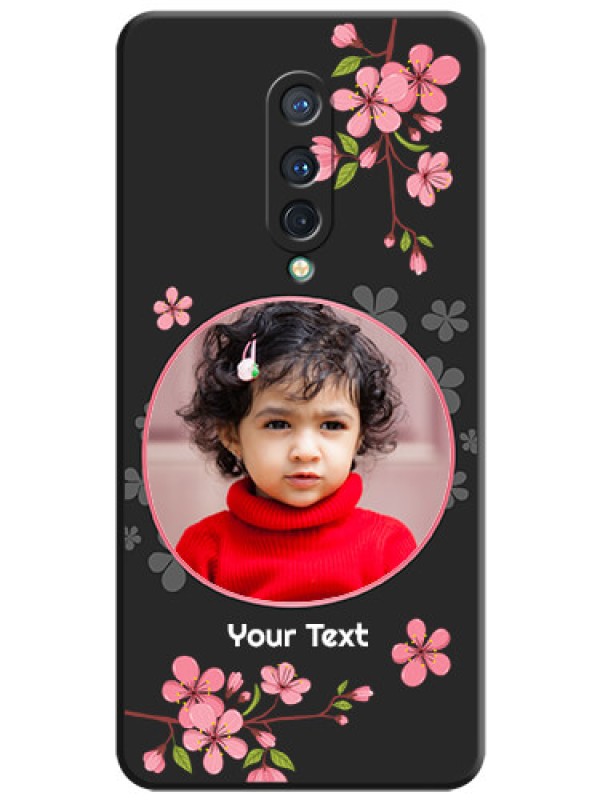 Custom Round Image with Pink Color Floral Design - Photo on Space Black Soft Matte Back Cover - OnePlus 8