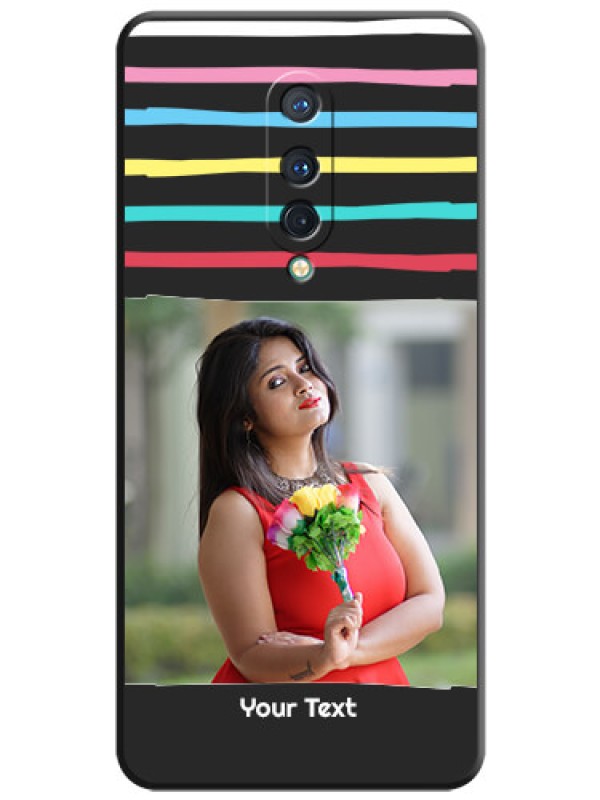 Custom Multicolor Lines with Image on Space Black Personalized Soft Matte Phone Covers - OnePlus 8