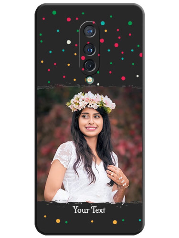 Custom Multicolor Dotted Pattern with Text on Space Black Custom Soft Matte Phone Back Cover - OnePlus 8