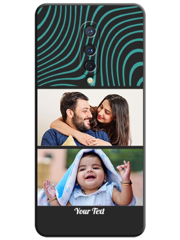 Custom Wave Pattern with 2 Image Holder on Space Black Personalized Soft Matte Phone Covers - OnePlus 8