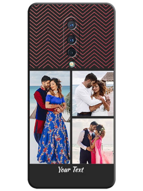 Custom Wave Pattern with 3 Image Holder on Space Black Custom Soft Matte Back Cover - OnePlus 8