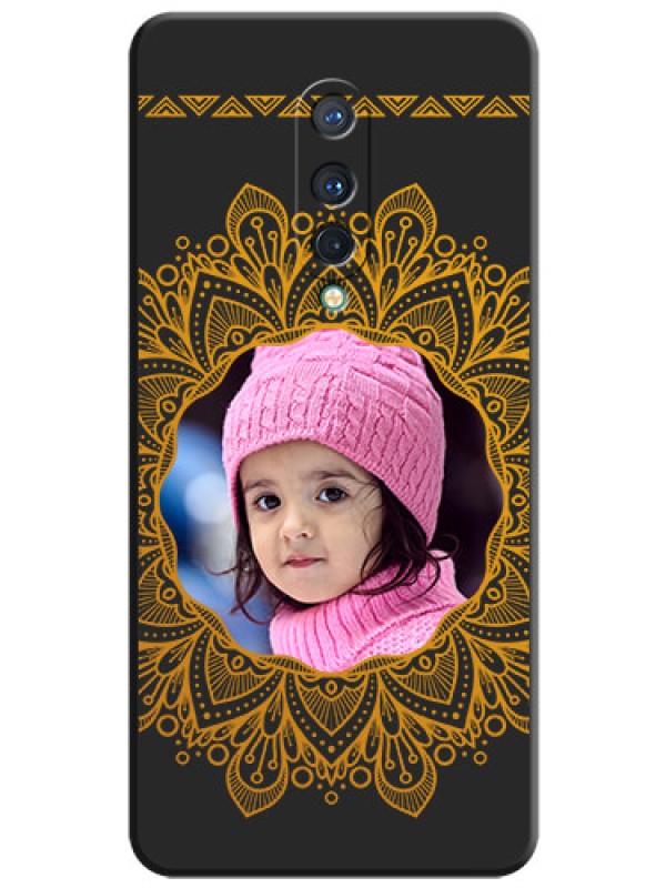 Custom Round Image with Floral Design - Photo on Space Black Soft Matte Mobile Cover - OnePlus 8