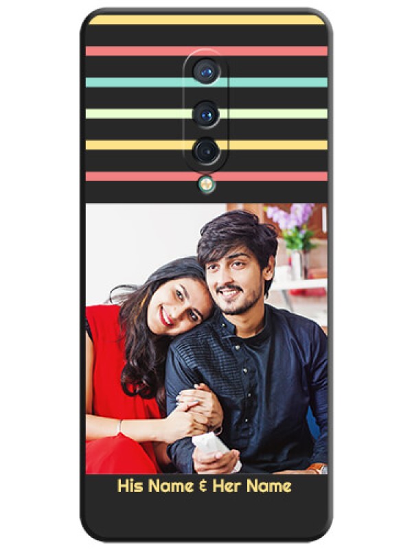 Custom Color Stripes with Photo and Text - Photo on Space Black Soft Matte Mobile Case - OnePlus 8