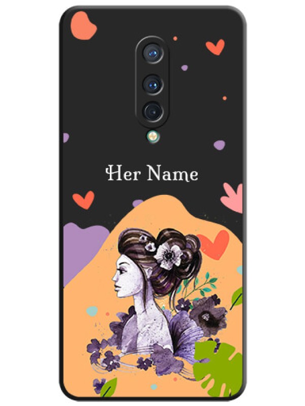Custom Namecase For Her With Fancy Lady Image On Space Black Personalized Soft Matte Phone Covers -Oneplus 8