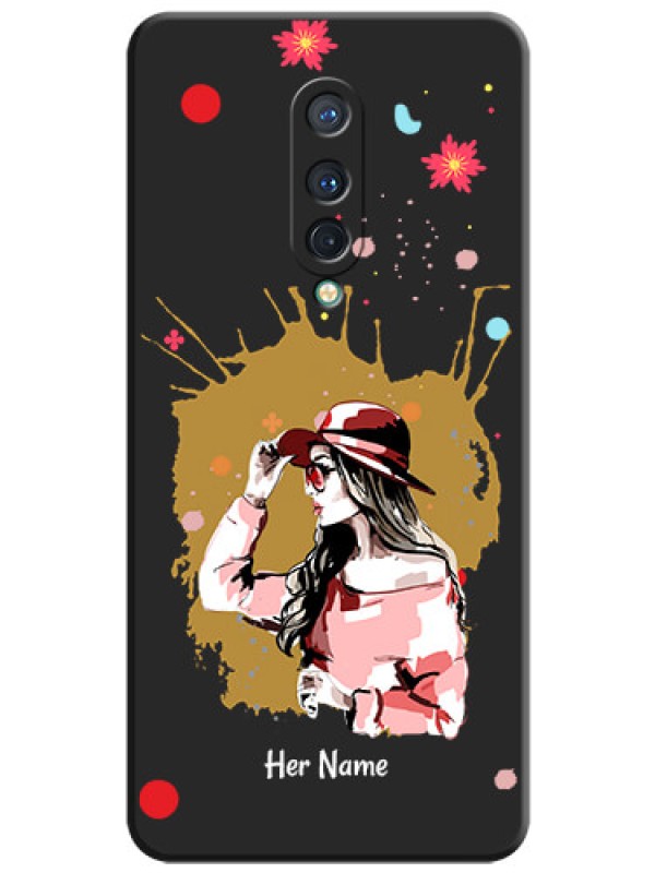 Custom Mordern Lady With Color Splash Background With Custom Text On Space Black Personalized Soft Matte Phone Covers -Oneplus 8