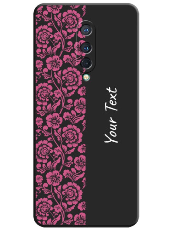 Custom Pink Floral Pattern Design With Custom Text On Space Black Personalized Soft Matte Phone Covers -Oneplus 8