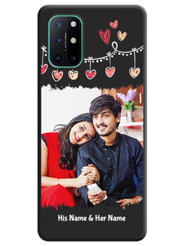 Custom Pink Love Hangings with Name on Space Black Custom Soft Matte Phone Cases - OnePlus 8T