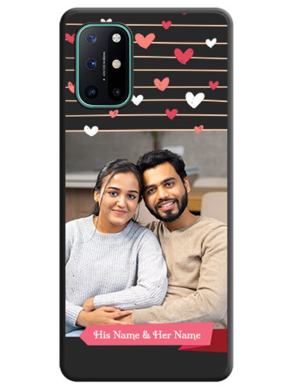Custom Love Pattern with Name on Pink Ribbon  on Photo on Space Black Soft Matte Back Cover - OnePlus 8T