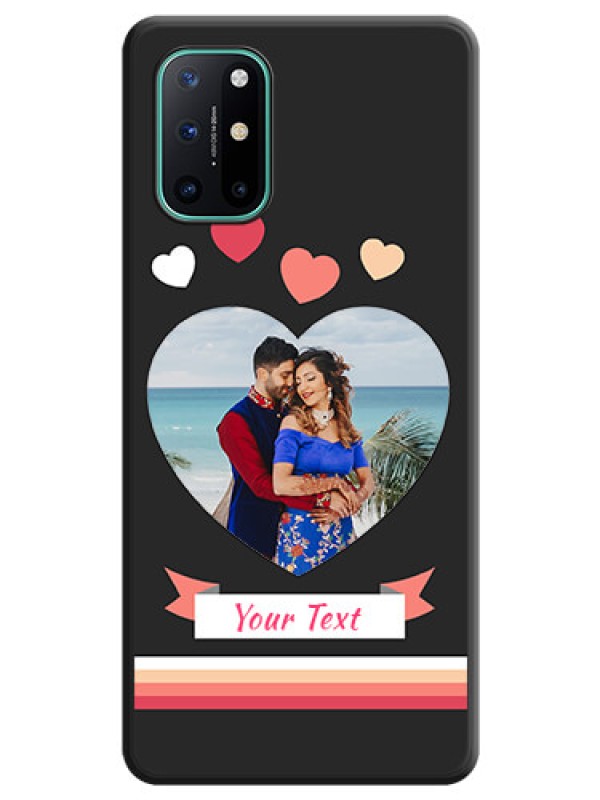 Custom Love Shaped Photo with Colorful Stripes on Personalised Space Black Soft Matte Cases - OnePlus 8T