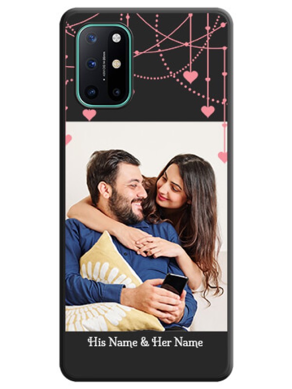 Custom Pink Love Hangings with Text on Space Black Custom Soft Matte Back Cover - OnePlus 8T