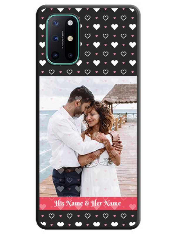Custom White Color Love Symbols with Text Design on Photo on Space Black Soft Matte Phone Cover - OnePlus 8T