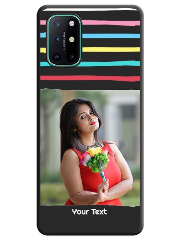 Custom Multicolor Lines with Image on Space Black Personalized Soft Matte Phone Covers - OnePlus 8T