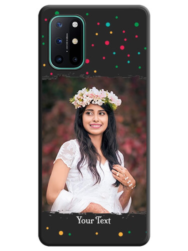Custom Multicolor Dotted Pattern with Text on Space Black Custom Soft Matte Phone Back Cover - OnePlus 8T