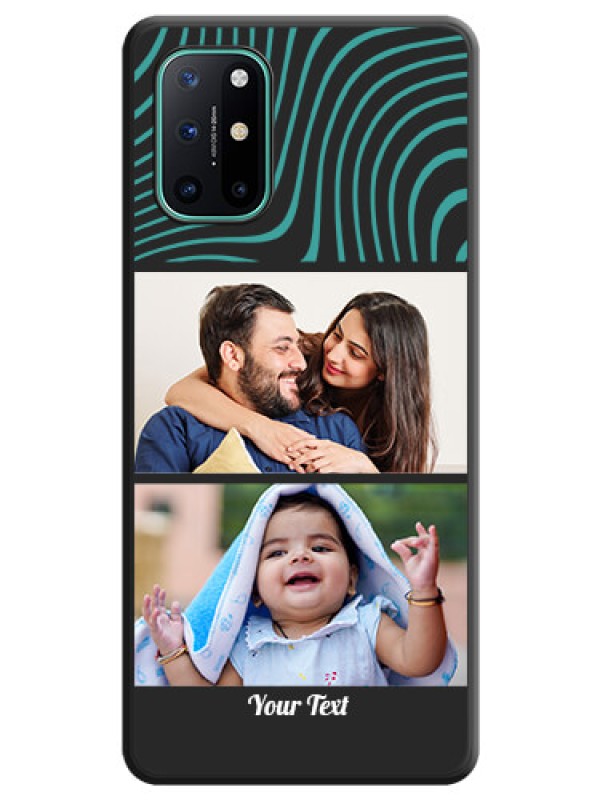 Custom Wave Pattern with 2 Image Holder on Space Black Personalized Soft Matte Phone Covers - OnePlus 8T