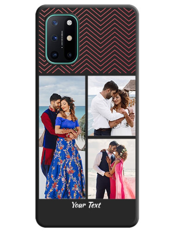 Custom Wave Pattern with 3 Image Holder on Space Black Custom Soft Matte Back Cover - OnePlus 8T