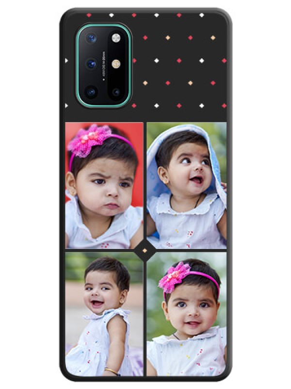 Custom Multicolor Dotted Pattern with 4 Image Holder on Space Black Custom Soft Matte Phone Cases - OnePlus 8T