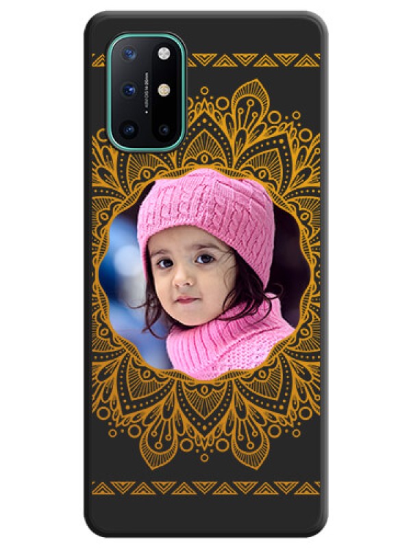 Custom Round Image with Floral Design on Photo on Space Black Soft Matte Mobile Cover - OnePlus 8T