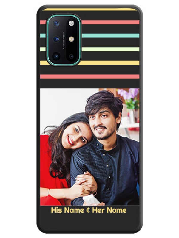 Custom Color Stripes with Photo and Text on Photo on Space Black Soft Matte Mobile Case - OnePlus 8T