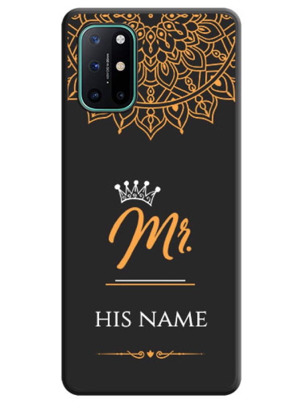 Custom Mr Name with Floral Design  on Personalised Space Black Soft Matte Cases - OnePlus 8T