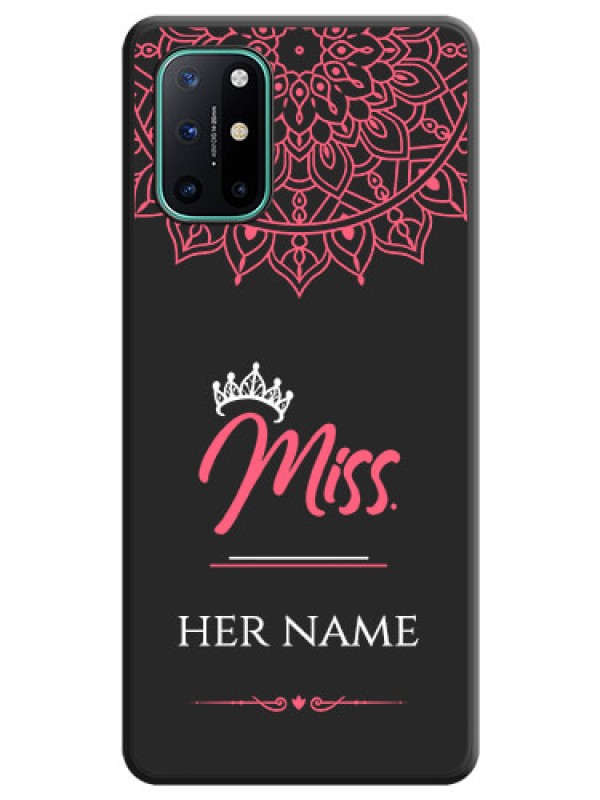 Custom Mrs Name with Floral Design on Space Black Personalized Soft Matte Phone Covers - OnePlus 8T