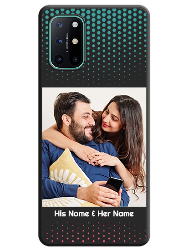 Custom Faded Dots with Grunge Photo Frame and Text on Space Black Custom Soft Matte Phone Cases - OnePlus 8T