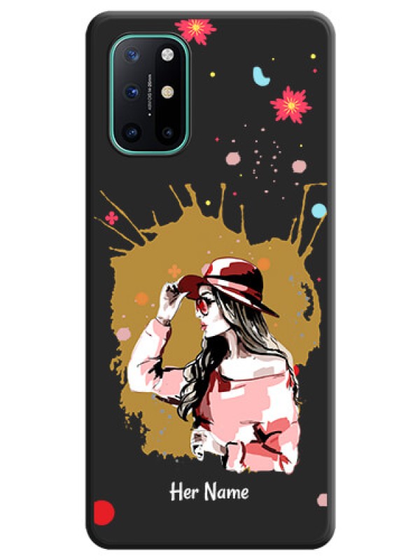 Custom Mordern Lady With Color Splash Background With Custom Text On Space Black Personalized Soft Matte Phone Covers -Oneplus 8T