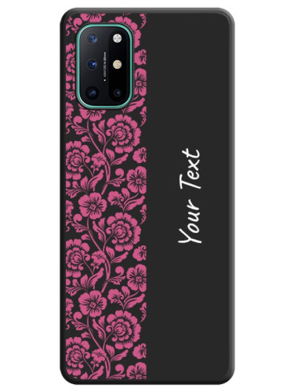 Custom Pink Floral Pattern Design With Custom Text On Space Black Personalized Soft Matte Phone Covers -Oneplus 8T