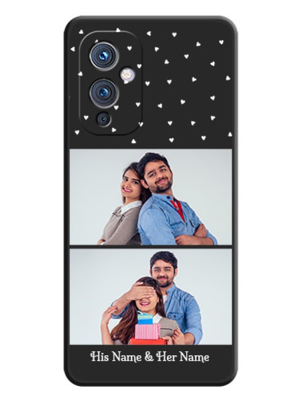 Custom Miniature Love Symbols with Name on Space Black Custom Soft Matte Back Cover - Oneplus 9 5G