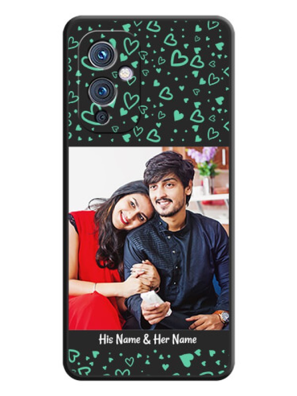 Custom Sea Green Indefinite Love Pattern on Photo on Space Black Soft Matte Mobile Cover - Oneplus 9 5G