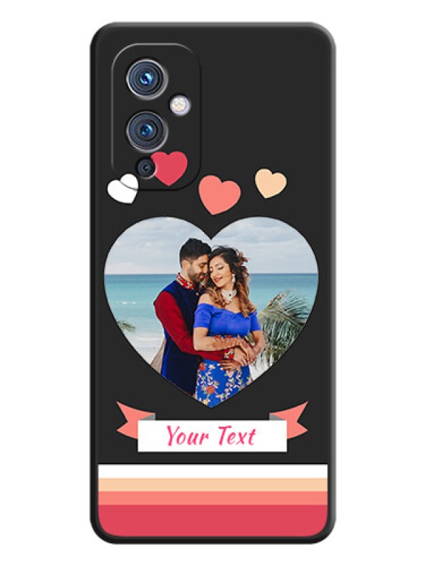 Custom Love Shaped Photo with Colorful Stripes on Personalised Space Black Soft Matte Cases - Oneplus 9 5G
