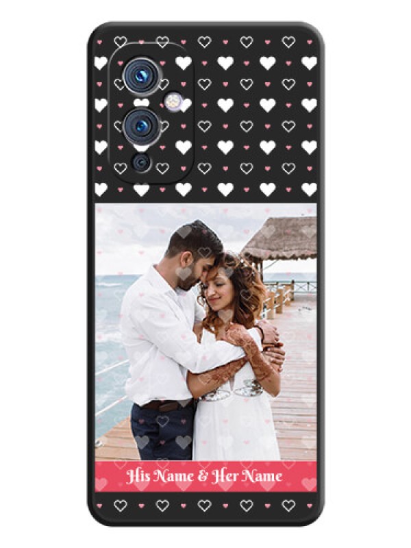 Custom White Color Love Symbols with Text Design on Photo on Space Black Soft Matte Phone Cover - Oneplus 9 5G