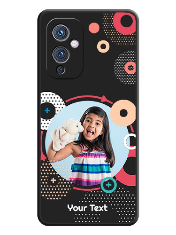 Custom Multicoloured Round Image on Personalised Space Black Soft Matte Cases - Oneplus 9 5G