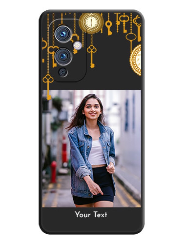 Custom Decorative Design with Text on Space Black Custom Soft Matte Back Cover - Oneplus 9 5G