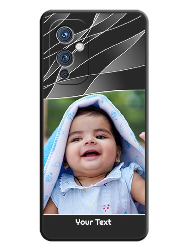 Custom Mixed Wave Lines on Photo on Space Black Soft Matte Mobile Cover - Oneplus 9 5G
