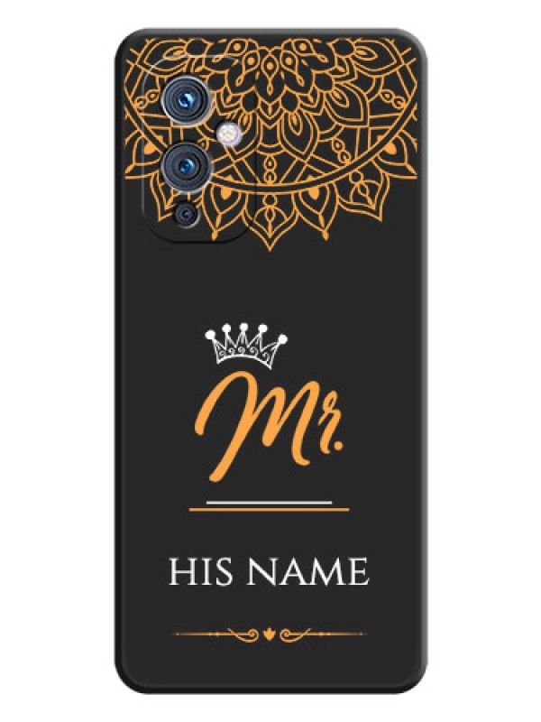 Custom Mr Name with Floral Design  on Personalised Space Black Soft Matte Cases - Oneplus 9 5G