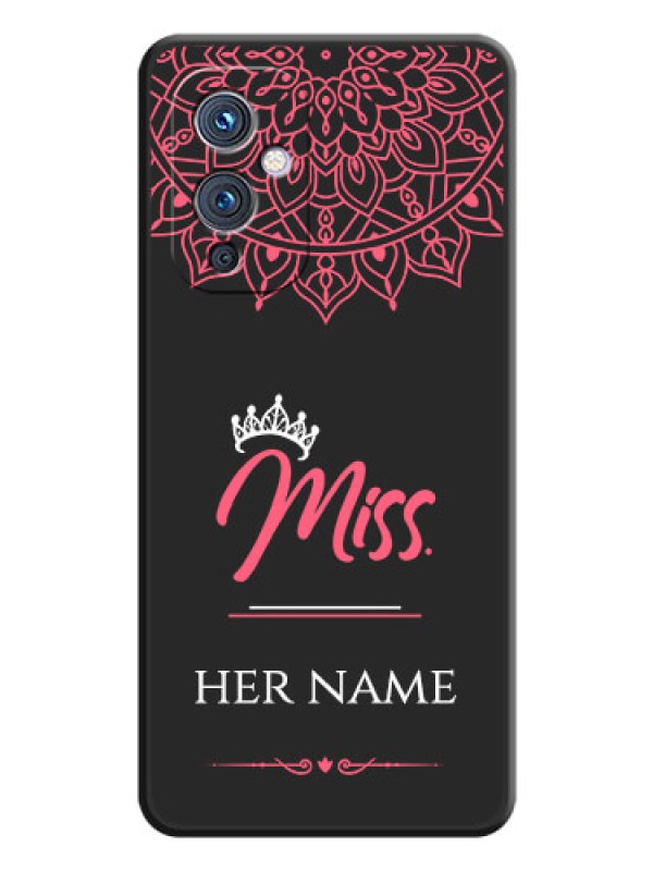 Custom Mrs Name with Floral Design on Space Black Personalized Soft Matte Phone Covers - Oneplus 9 5G