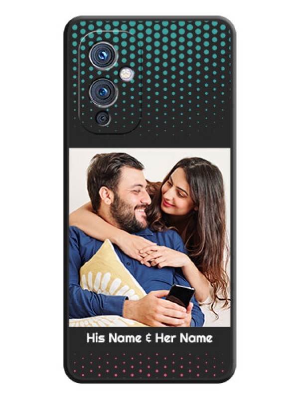 Custom Faded Dots with Grunge Photo Frame and Text on Space Black Custom Soft Matte Phone Cases - Oneplus 9 5G