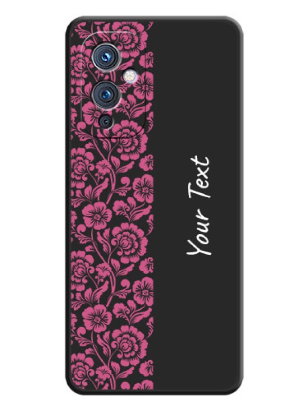 Custom Pink Floral Pattern Design With Custom Text On Space Black Personalized Soft Matte Phone Covers -Oneplus 9 5G