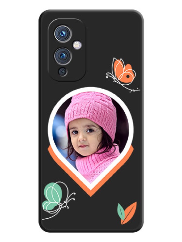 Custom Upload Pic With Simple Butterly Design On Space Black Personalized Soft Matte Phone Covers -Oneplus 9 5G