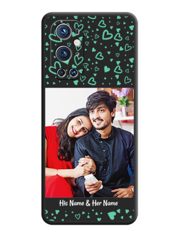 Custom Sea Green Indefinite Love Pattern on Photo on Space Black Soft Matte Mobile Cover - Oneplus 9 Pro 5G