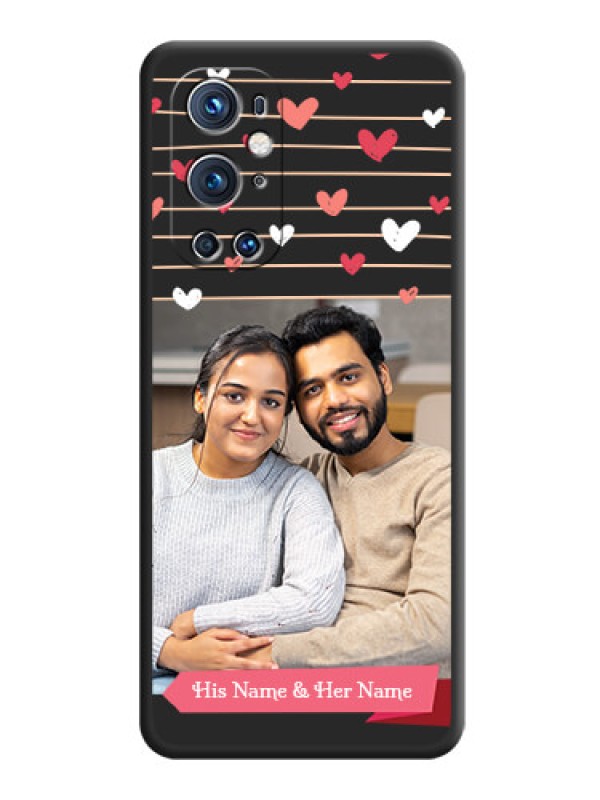 Custom Love Pattern with Name on Pink Ribbon  on Photo on Space Black Soft Matte Back Cover - Oneplus 9 Pro 5G