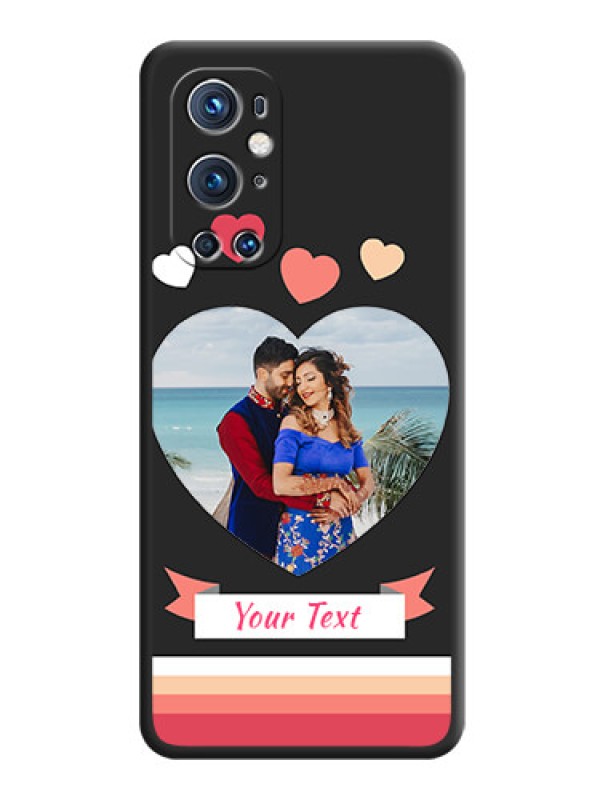 Custom Love Shaped Photo with Colorful Stripes on Personalised Space Black Soft Matte Cases - Oneplus 9 Pro 5G