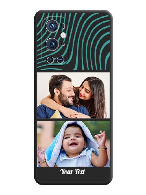 Custom Wave Pattern with 2 Image Holder on Space Black Personalized Soft Matte Phone Covers - Oneplus 9 Pro 5G