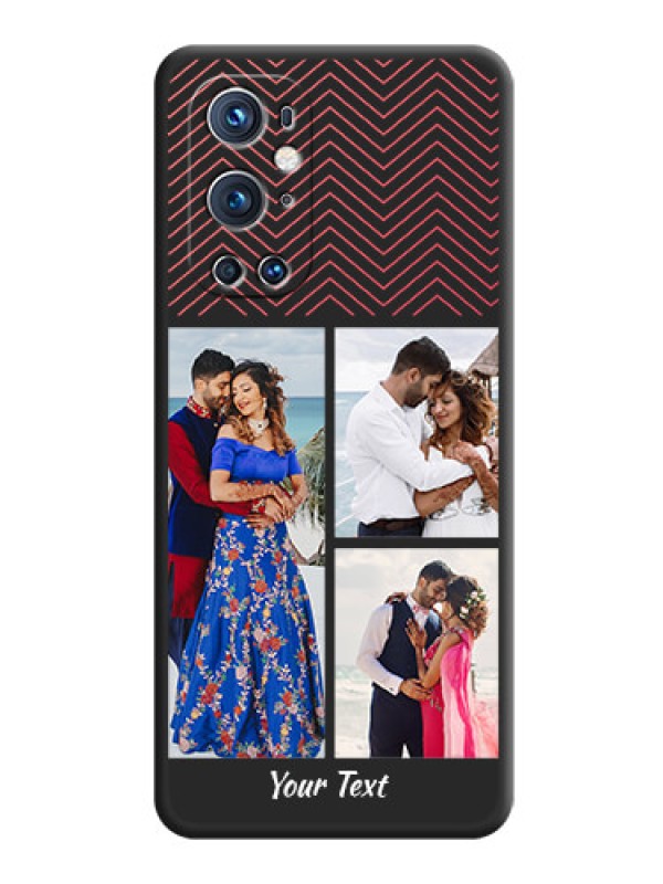Custom Wave Pattern with 3 Image Holder on Space Black Custom Soft Matte Back Cover - Oneplus 9 Pro 5G