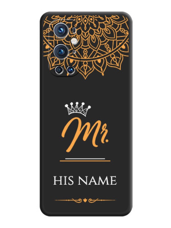 Custom Mr Name with Floral Design  on Personalised Space Black Soft Matte Cases - Oneplus 9 Pro 5G