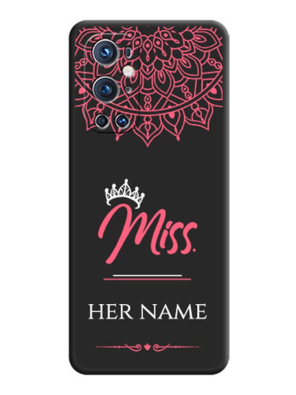Custom Mrs Name with Floral Design on Space Black Personalized Soft Matte Phone Covers - Oneplus 9 Pro 5G