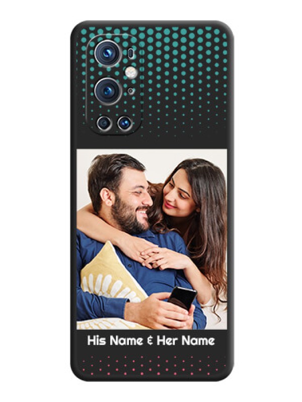 Custom Faded Dots with Grunge Photo Frame and Text on Space Black Custom Soft Matte Phone Cases - Oneplus 9 Pro 5G