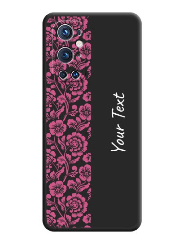 Custom Pink Floral Pattern Design With Custom Text On Space Black Personalized Soft Matte Phone Covers -Oneplus 9 Pro 5G